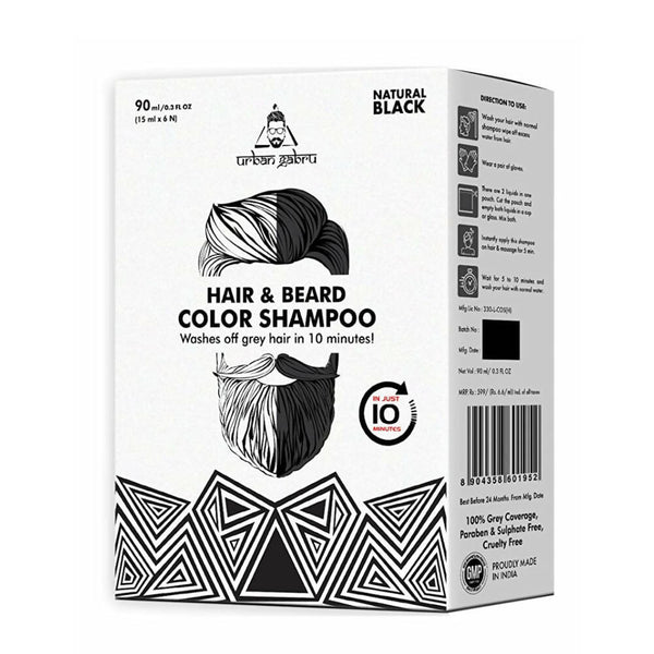 Urbangabru Hair & Beard Color Shampoo - Natural Black - Distacart