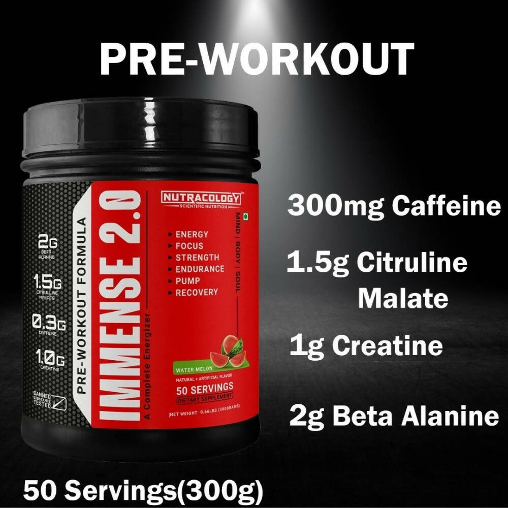 Nutracology Immense 2.0 Pre-Workout For Performance Strength & Energy Boost - Distacart