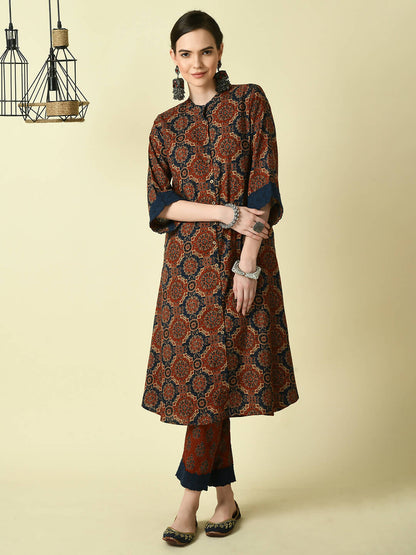 Myshka Women's Multi A-Line Kurta & Trousers - Distacart