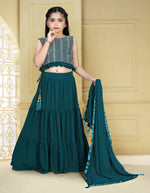 Thumbnail for Wedding Designer Rama Georgette Kidswear Lehenga - Aaradhna - Distacart