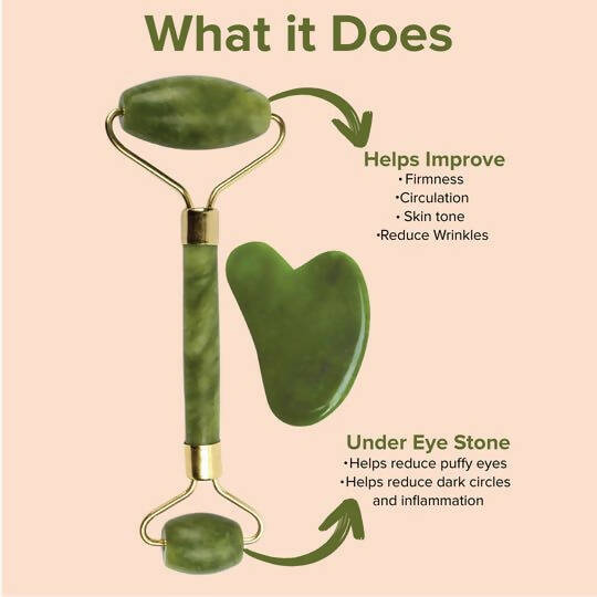 Favon Pack of Facial Roller & Gua Sha for Face, Neck Toning, Firming and Serum Application - Distacart