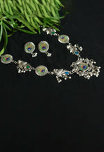Thumbnail for Mominos Fashion Johar Kamal Oxidised Silver-Plated Brass Finish Long Necklace For Women (Silver) - Distacart