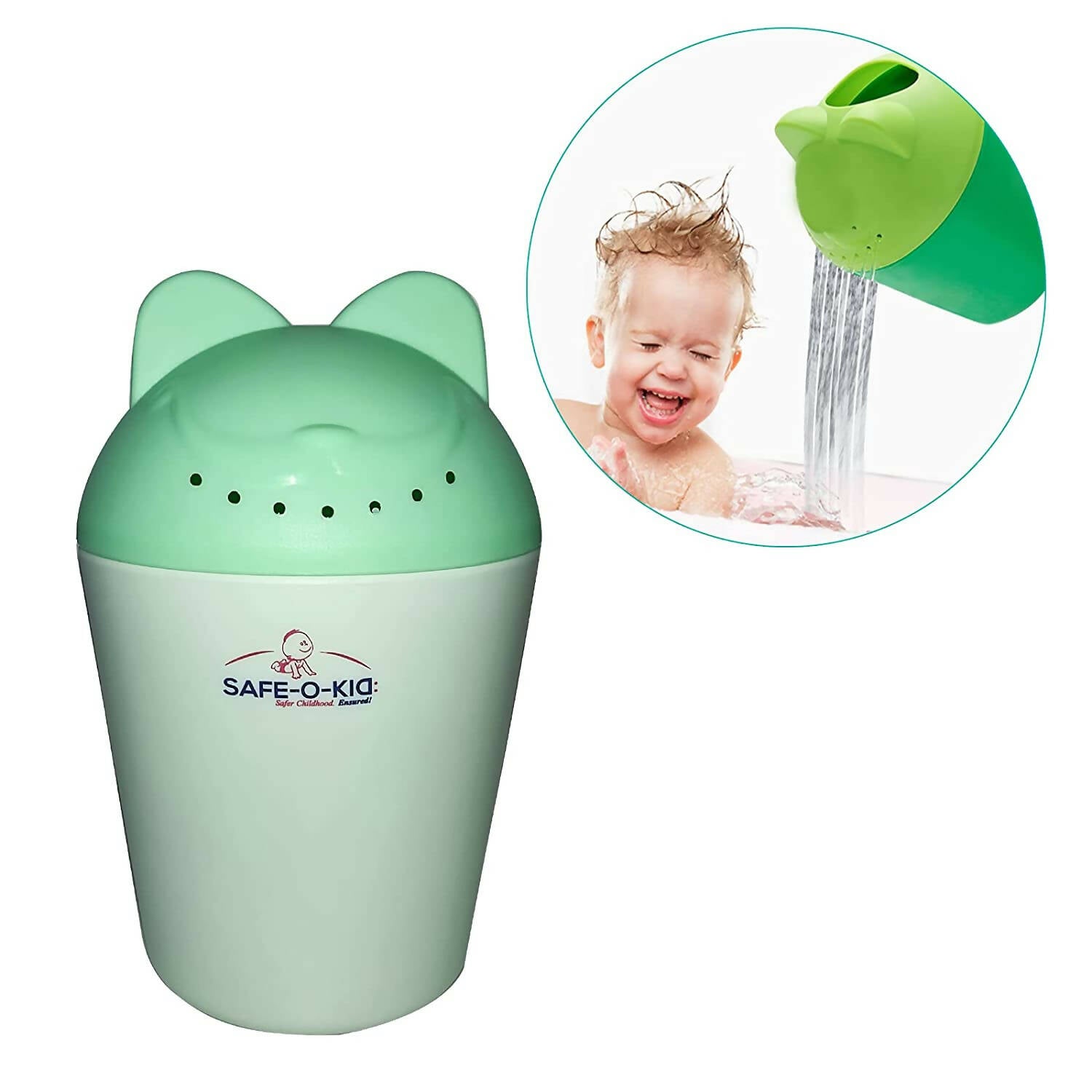 Safe-O-Kid Hair Washing Mug, Baby Shampoo Cup, Baby Shower, Baby Bath Rainer, Green - Distacart