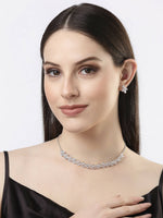 Thumbnail for NVR Women Silver-Plated American Diamond Jewellery Set Necklace & Earrings - Distacart