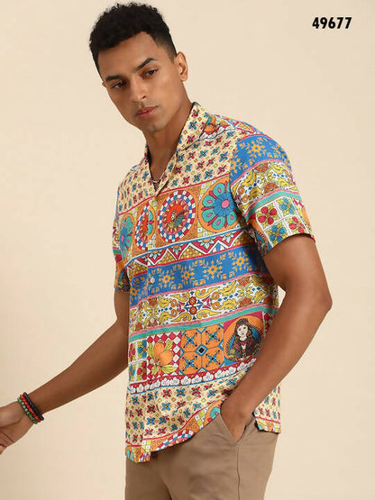 Multicoloured Relaxed Opaque Printed Casual Resort Shirt - Mahotsav - Distacart
