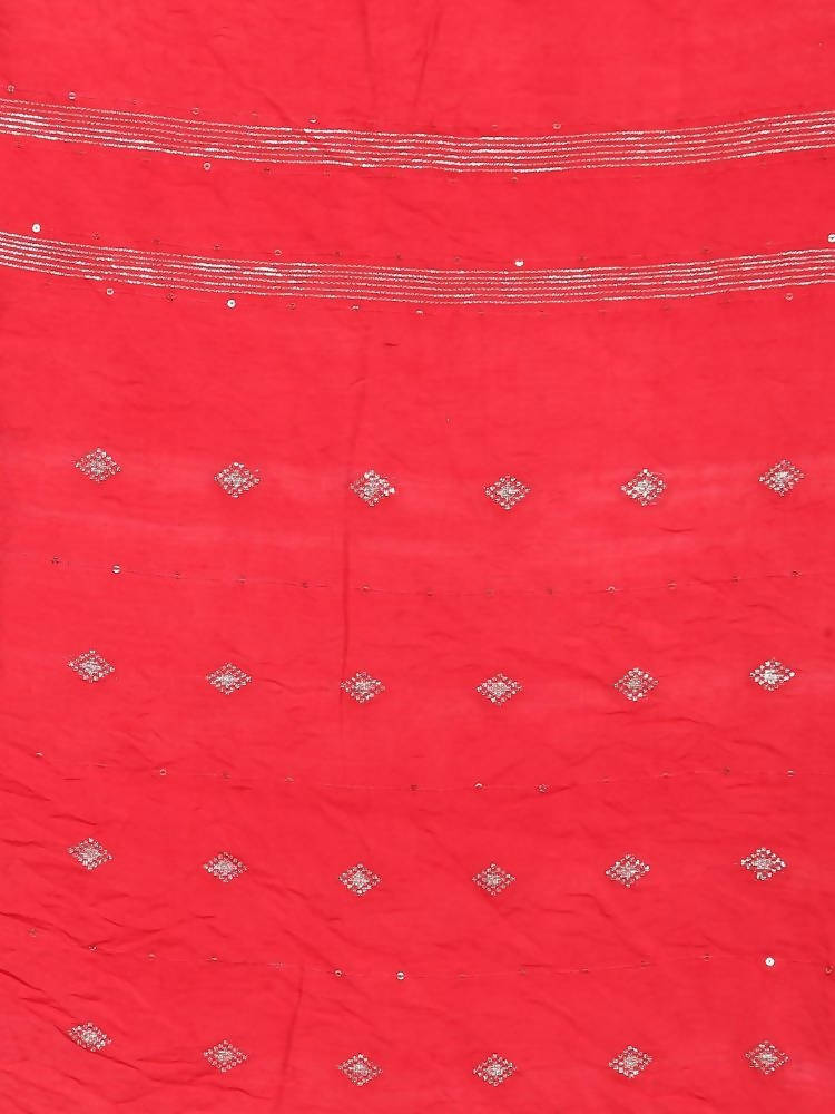 Myshka Women's Red Cotton Silk Printed Casual Dupatta