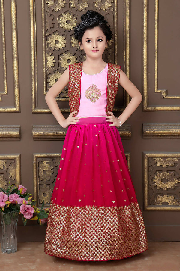 Kids Wedding Designer Pink Georgette Lehenga Choli - Aaradhna - Distacart