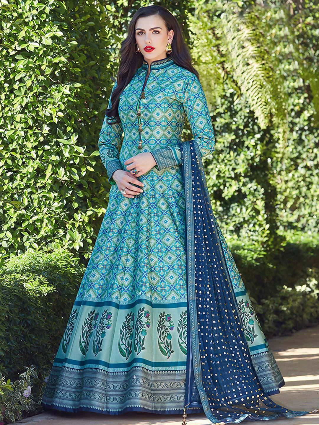 Partywear Designer Firozi Heavy Soft Killer Silk Salwar Suit - Anbazaar - Distacart