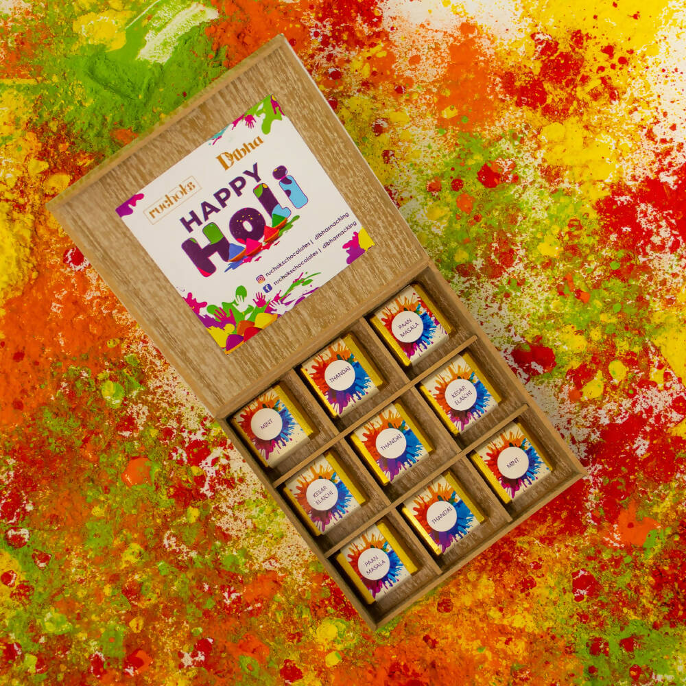 Dibha Happy Holi Premium Box Of 9 Chocolates - Distacart