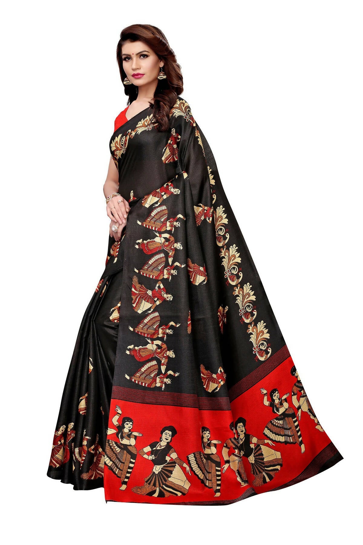 Vamika Black Kalamkari With Jhalar Khadi Latest Silk Saree - Distacart