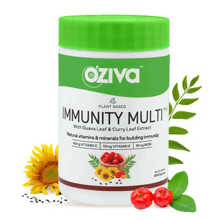 OZiva Plant Based Immunity Multivitamin with Guava Leaf & Curry Leaf Extract Capsules - Distacart