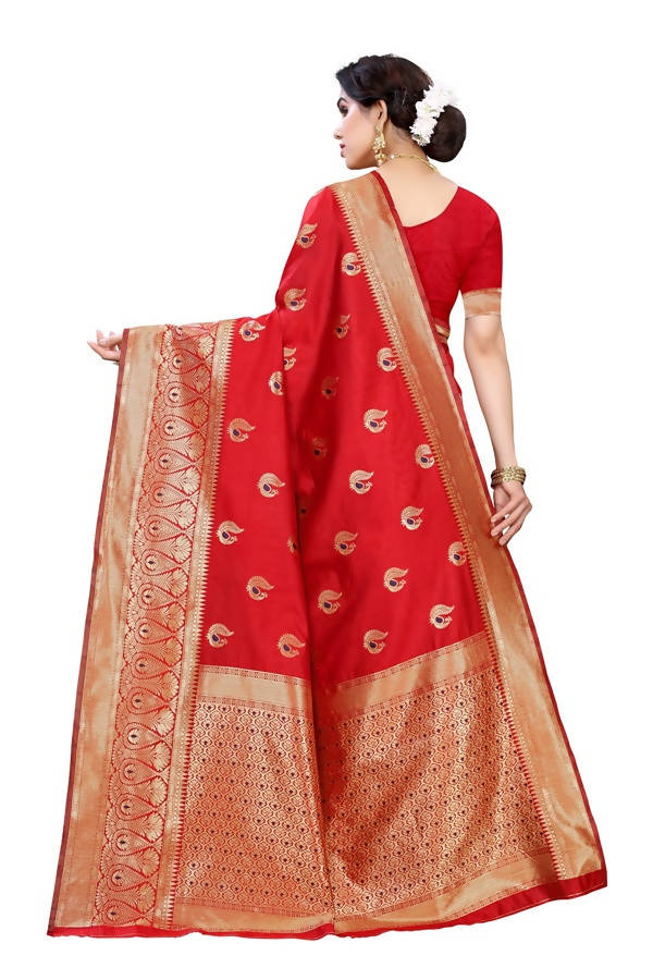 Vamika Banarasi Jacquard Weaving Red Saree (Siri Red)