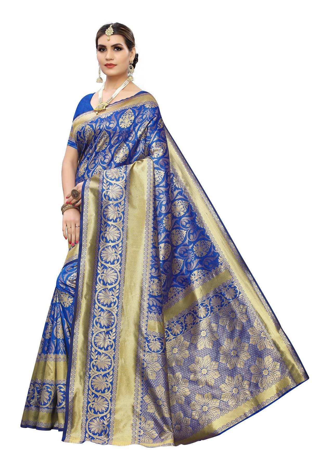 Vamika Banarasi Jaquard Blue Weaving Saree