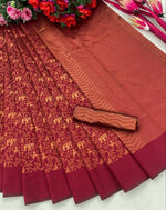Thumbnail for DEIANA'S Beautiful Golden Jari with New Design Soft Lichi Silk Saree - Brown - Distacart