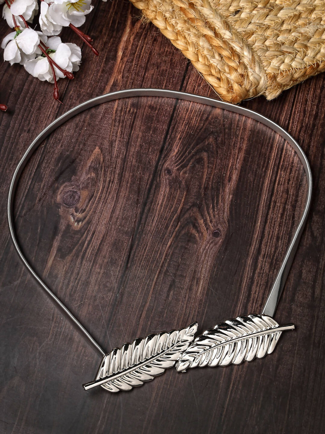 NVR Women Circular Silver Plated Stretchable Metal Belt - Distacart