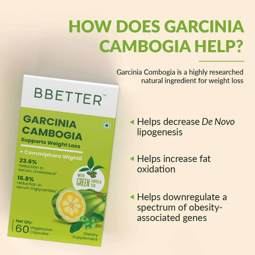 BBETTER Garcinia Cambogia Capsules With Green Coffee Green Tea Extract - Distacart