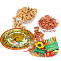 Thumbnail for Bikano Masala Almonds and Salted Cashewnuts Rakhi Puja Thali Gifts - Distacart