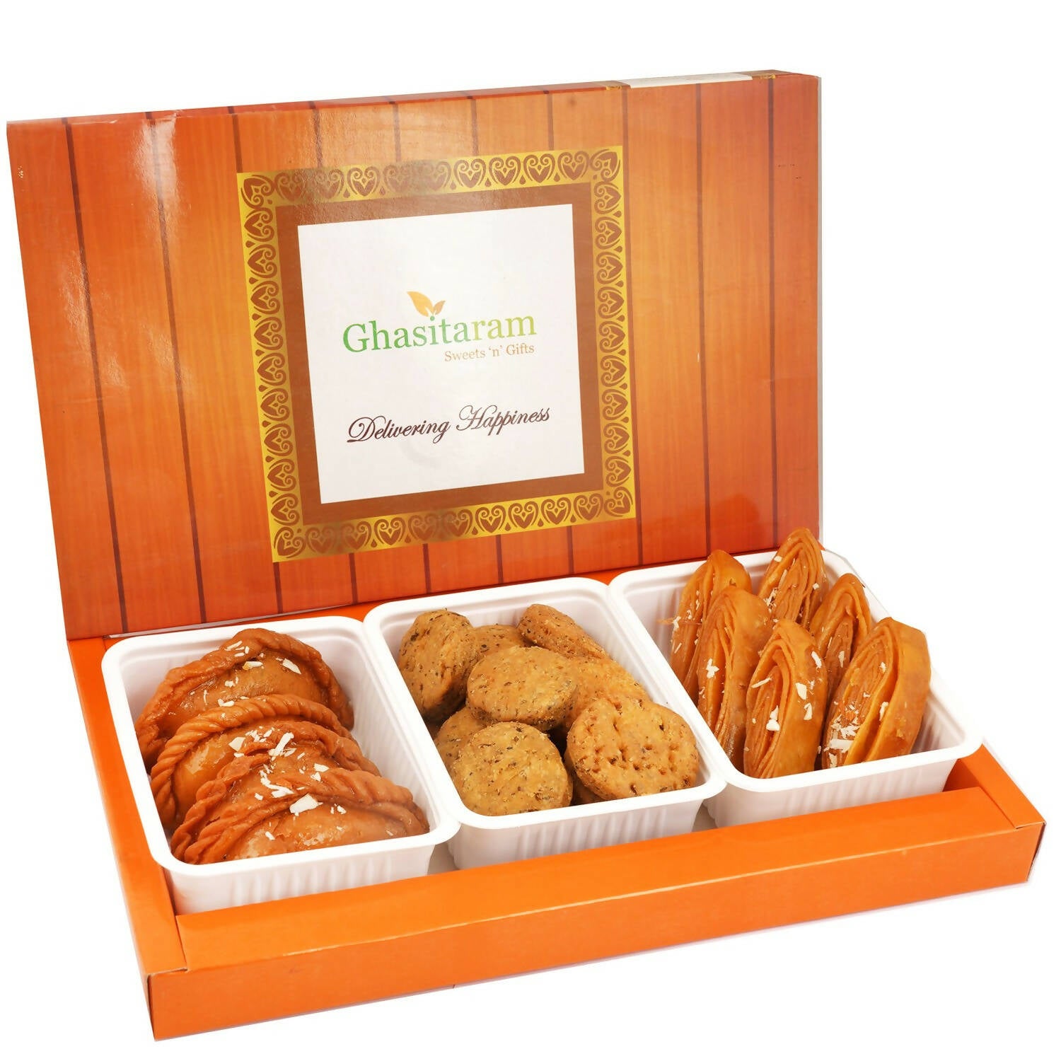 Ghasitaram Assorted Box of Gujiyas, khaja and Methi Mathi - Distacart