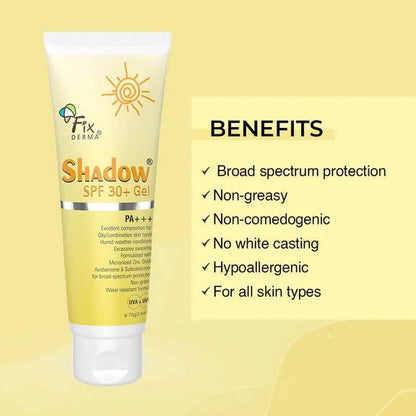 Fixderma Shadow SPF 30+ Sunscreen Gel - Distacart