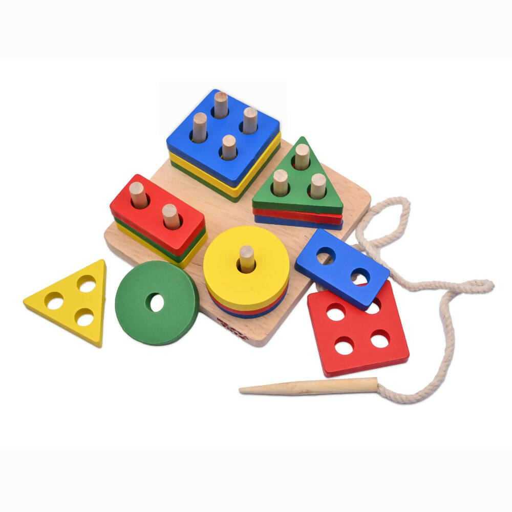 Nesta Toys Shape Sorter | Stacker | Lacing Toy - Multicolor - Distacart