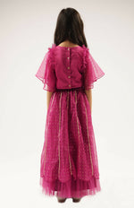 Thumbnail for Lil Drama Bollywood Tadka Wine Ghagra Choli Dupatta Set For Girls - Distacart