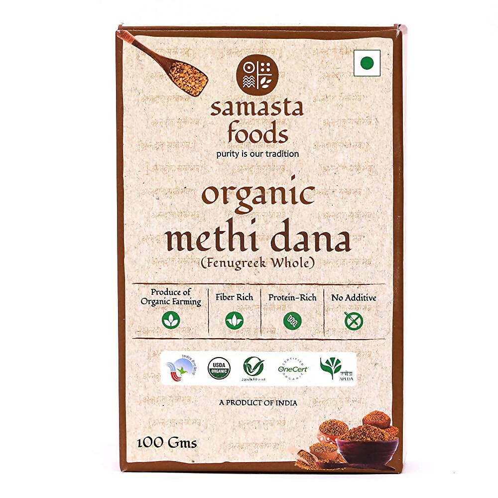 Samasta Foods Organic Methi Dana (Fenugreek Whole) - Distacart