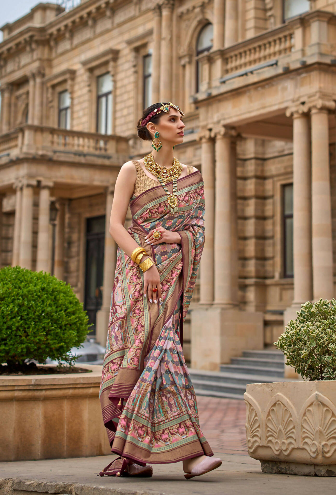 Spicy Mix Maroon Superior V.P.Silk Woven Printed Patola Silk Saree - Rewaa Milano - Distacart