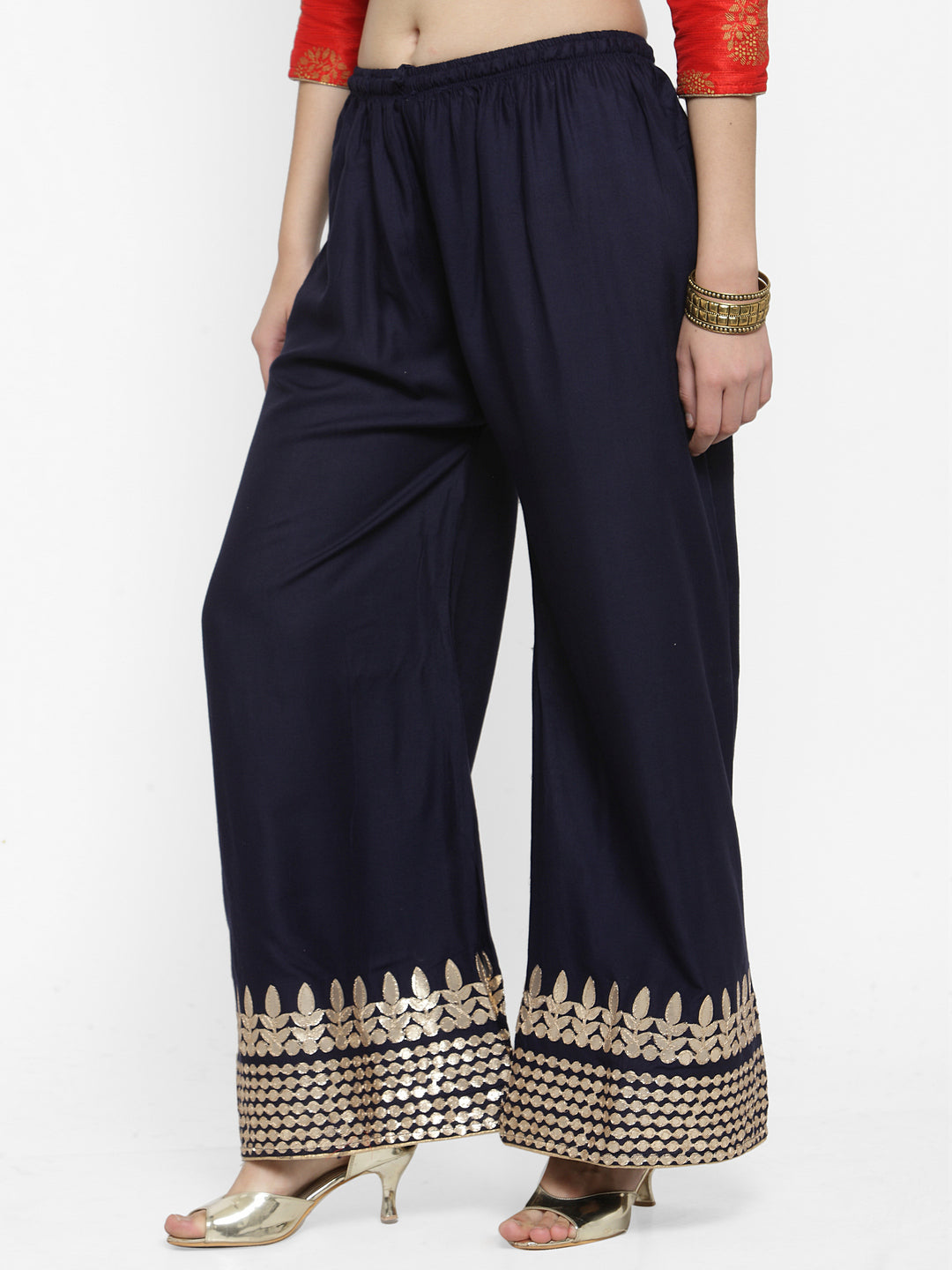 Wahe-NOOR Women's Navy Blue Gotta Patti Rayon Palazzo - Distacart