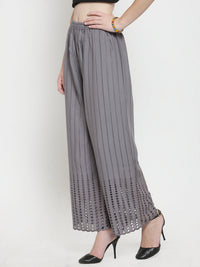 Thumbnail for Wahe-NOOR Women's Grey Rayon Straight Palazzo - Distacart