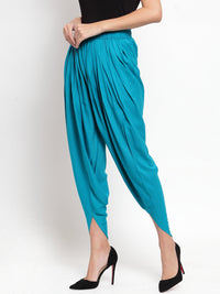 Thumbnail for Wahe-NOOR Women's Turquoise Blue Rayon Dhoti Salwar - Distacart