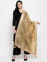 Thumbnail for Wahe-NOOR Women's Fawn Gotta Patti Poly Silk Dupatta - Distacart