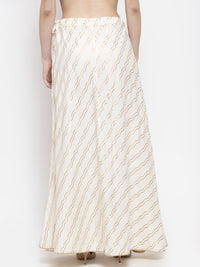 Thumbnail for Wahe-NOOR Women's Off-White Printed Flared Rayon Maxi Skirt - Distacart