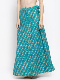 Thumbnail for Wahe-NOOR Women's Turquoise Printed Flared Rayon Skirt - Distacart