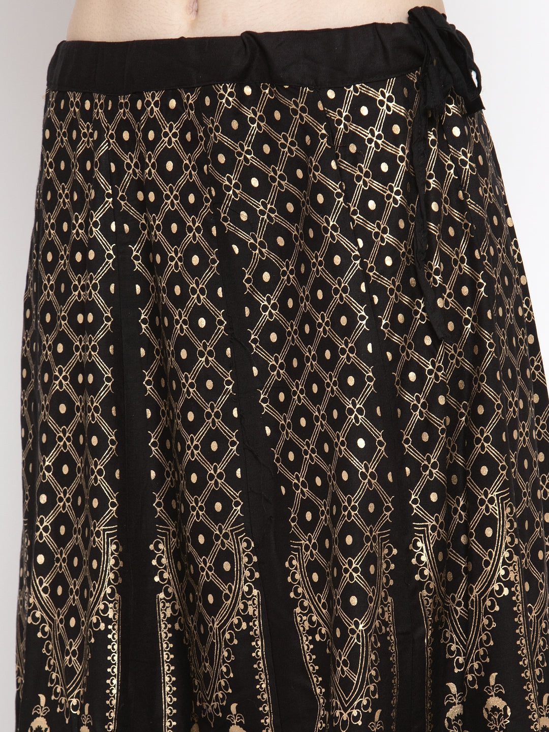 Wahe-NOOR Women's Black Printed Flared Rayon Skirt - Distacart