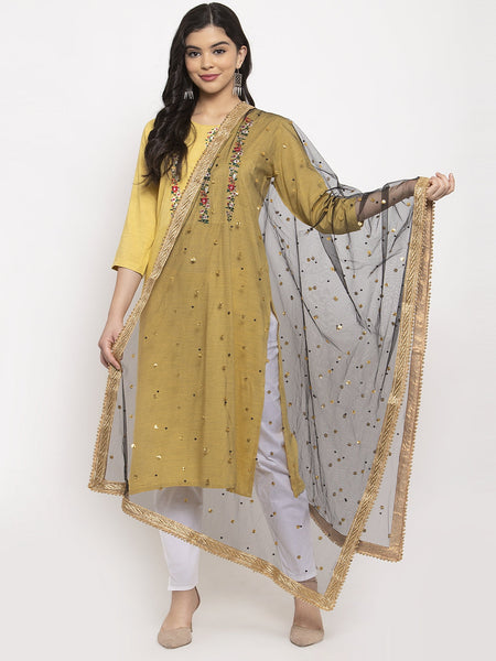 Wahe-NOOR Women's Black Heavy Gotta Patti Net Dupatta - Distacart