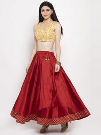 Thumbnail for Wahe-NOOR Women's Maroon Flared Embellished Skirt - Distacart