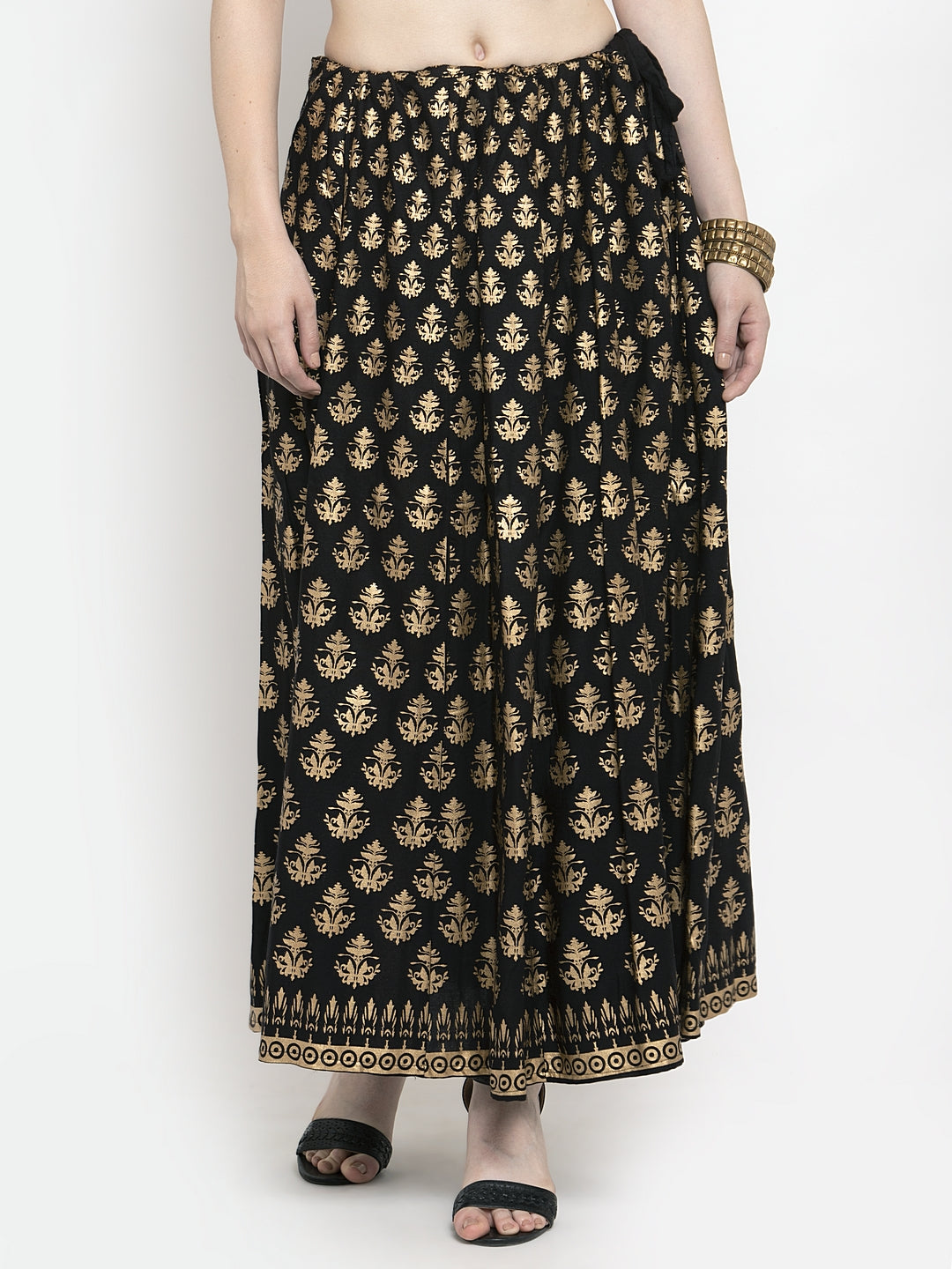 Wahe-NOOR Women's Black Floral Printed Rayon Skirt - Distacart