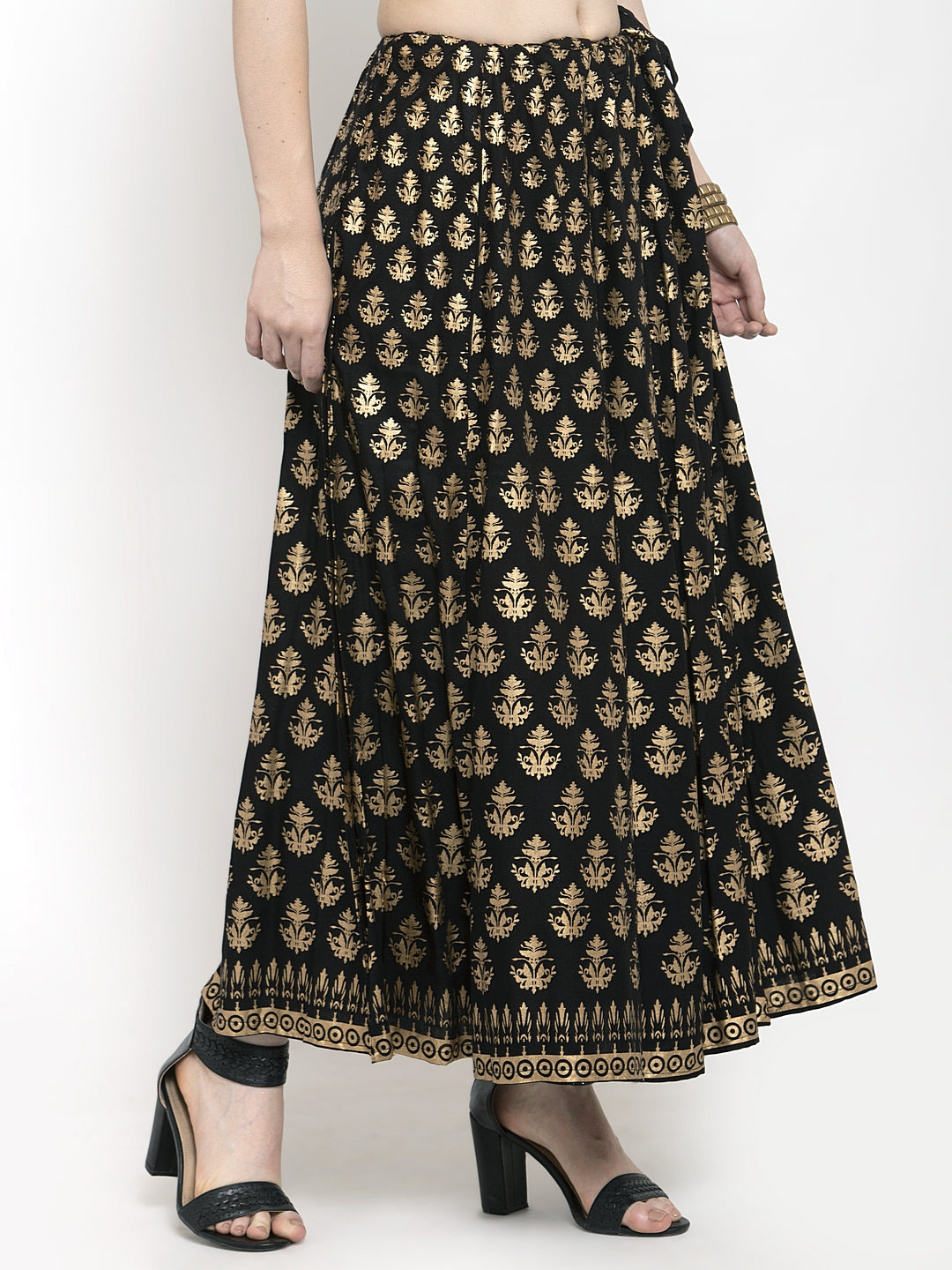 Wahe-NOOR Women's Black Floral Printed Rayon Skirt - Distacart