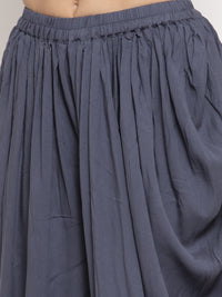 Thumbnail for Wahe-NOOR Women's Grey Rayon Dhoti Salwar - Distacart