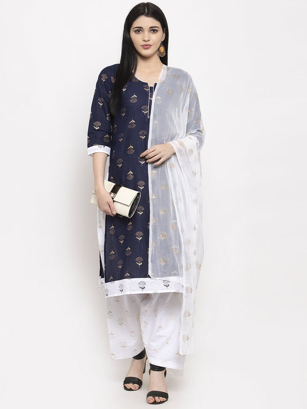Wahe-NOOR Women's White Printed Salwar Dupatta - Distacart