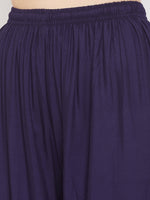 Thumbnail for Wahe-NOOR Women's Navy Blue Embellished Rayon Palazzo - Distacart