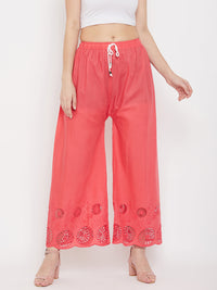 Thumbnail for Wahe-NOOR Women's Peach Straight Embroidered Palazzo - Distacart