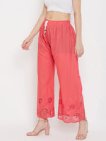 Thumbnail for Wahe-NOOR Women's Peach Straight Embroidered Palazzo - Distacart