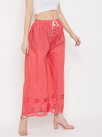 Thumbnail for Wahe-NOOR Women's Peach Straight Embroidered Palazzo - Distacart