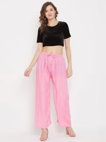 Thumbnail for Wahe-NOOR Women's Baby Pink Straight Solid Palazzo - Distacart