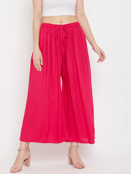 Wahe-NOOR Women's Magenta Flared Solid Sharara - Distacart