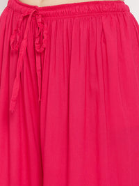 Thumbnail for Wahe-NOOR Women's Magenta Flared Solid Sharara - Distacart
