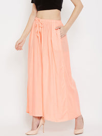 Thumbnail for Wahe-NOOR Women's Peach Flared Solid Sharara - Distacart