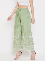 Thumbnail for Wahe-NOOR Women's Pista Green Printed Rayon Palazzo - Distacart