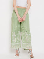 Thumbnail for Wahe-NOOR Women's Pista Green Printed Rayon Palazzo - Distacart